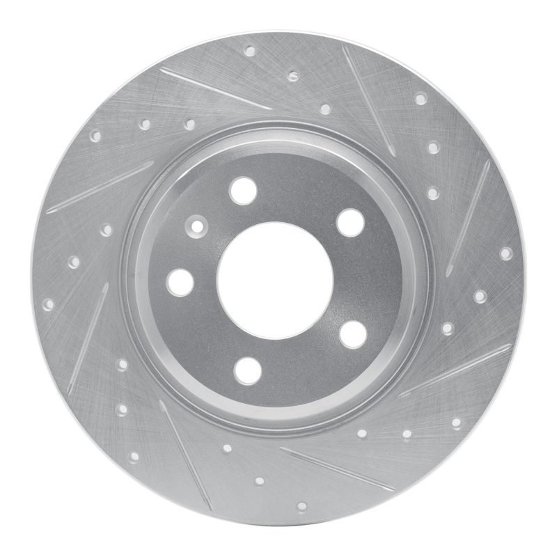 Audi Q5 Brake Rotor (1) - Rear Right - R1 Concepts - Drilled & Slotted - Silver - `08-`25